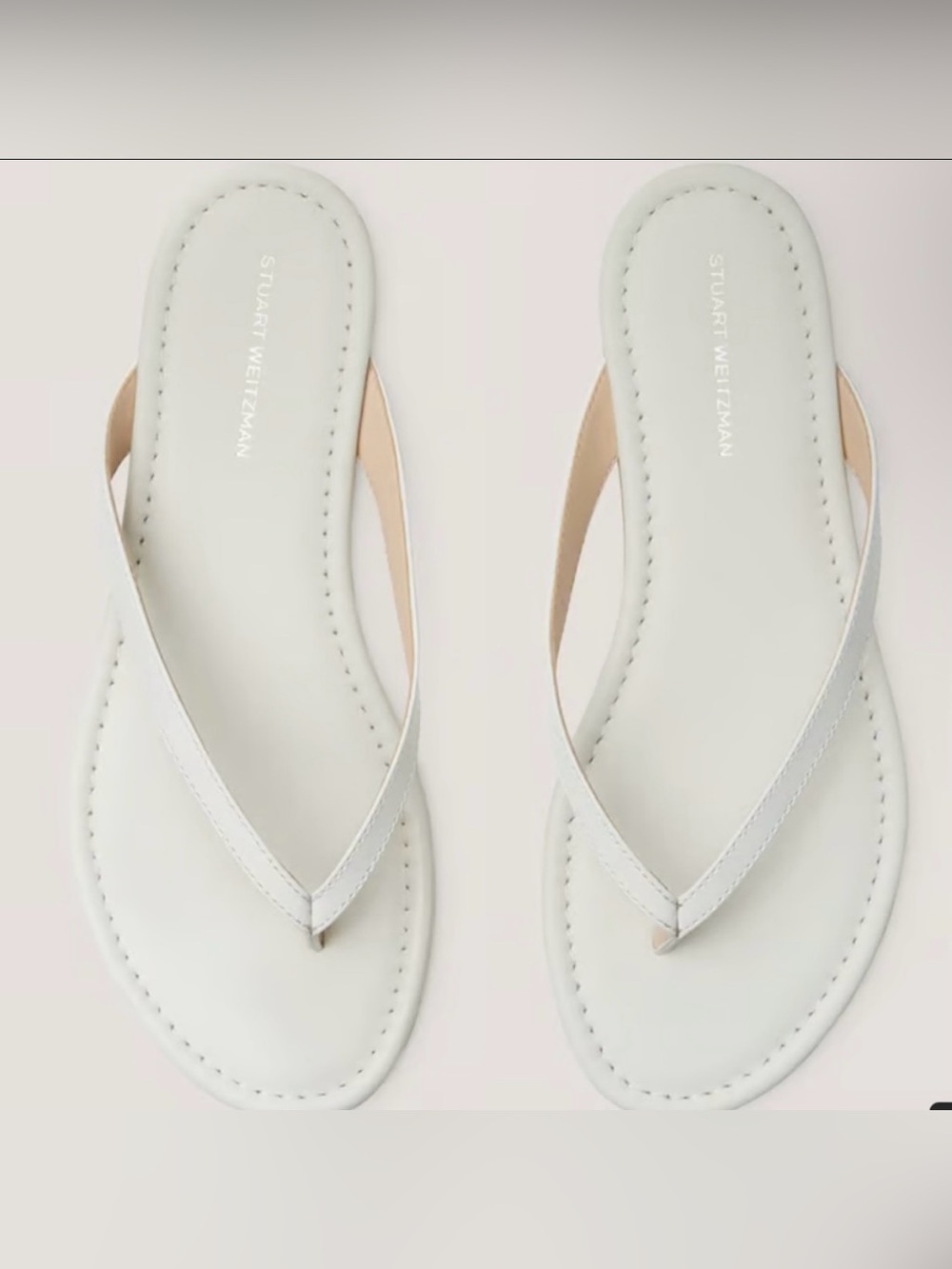 New🤍Stuart Weitzman White Leather Thong Sandals - Picture 4 of 7